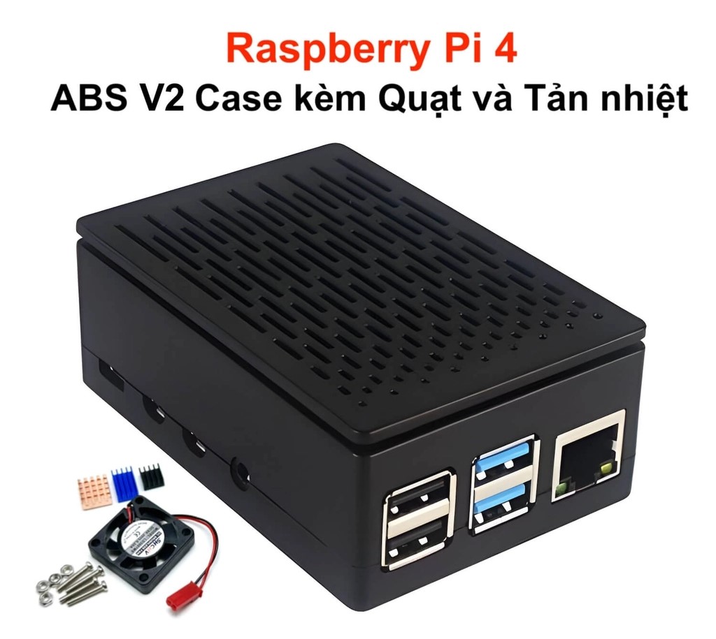 Vỏ bảo vệ bằng nhựa ABS Case for Raspberry Pi 4 V2 kèm quạt và tản nhiệt
